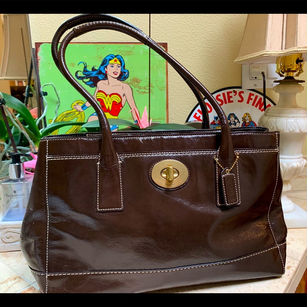 Coach Brown Patent Bag!